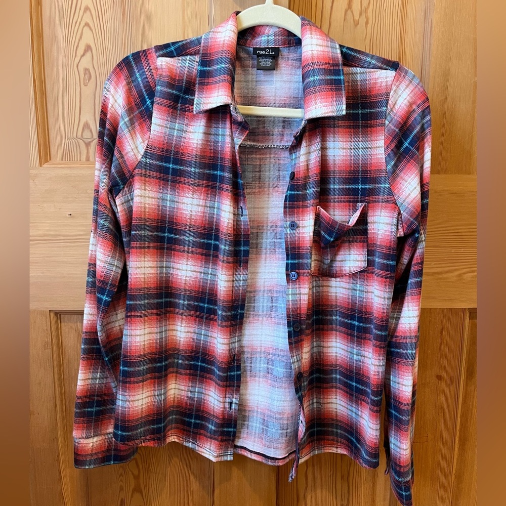 Rue21 blue and red flannel